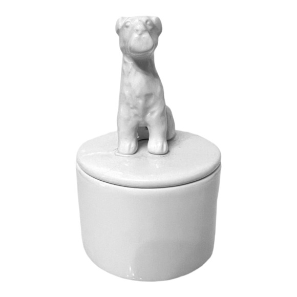 🚨⏰CLEARANCE!! Small White Ceramic Dog Canister/Jar or Trinket Box - Picture 3 of 4